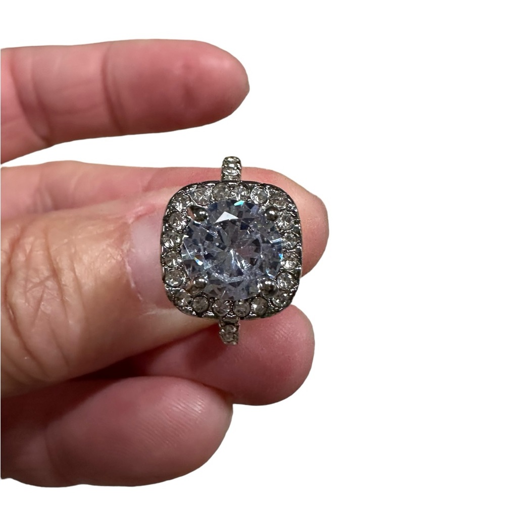 2 Piece Silver Diamond Solitaire Ring Set - image 5